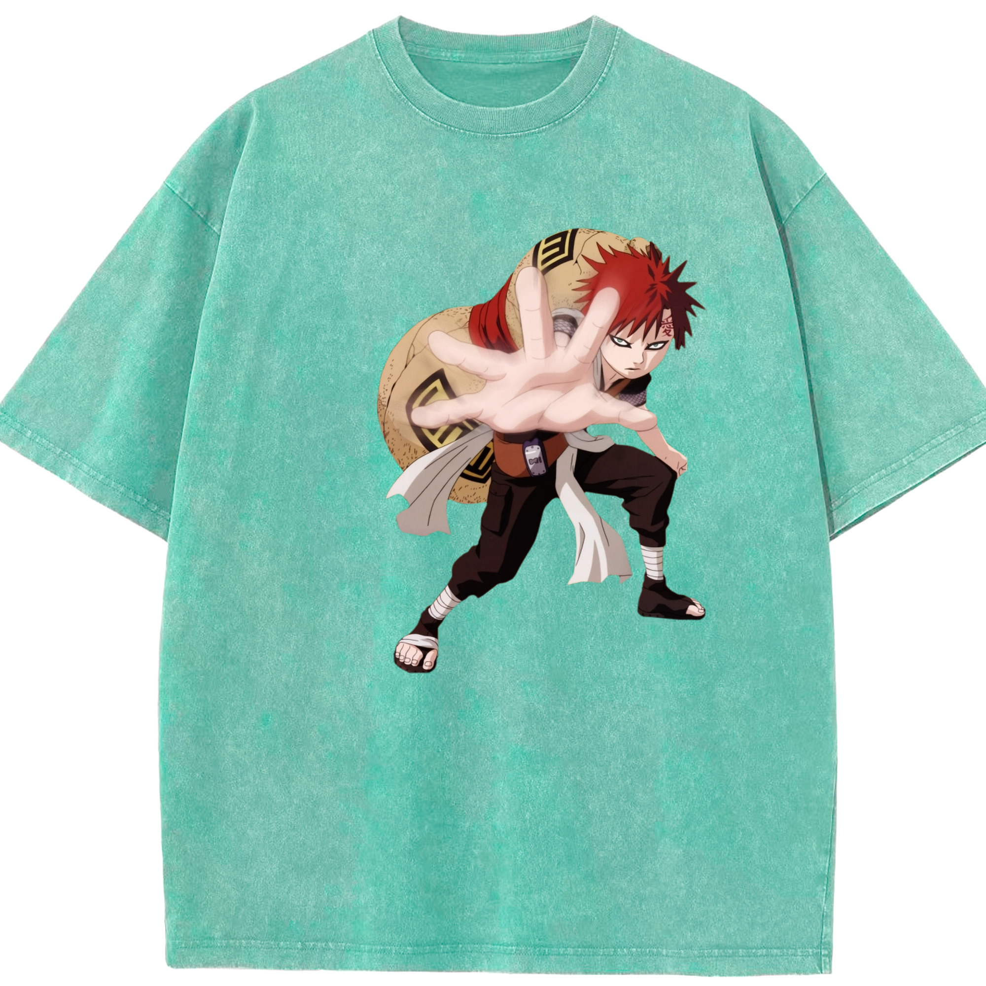 （画像用） NARUTO -ナルト- ガアラ Gaara 綿100% ヴィンテージ風 半袖Tシャツ（フロントプリント）